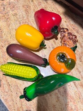 Handblown Glass Fruit & Veggie Set - Bright Multicolor